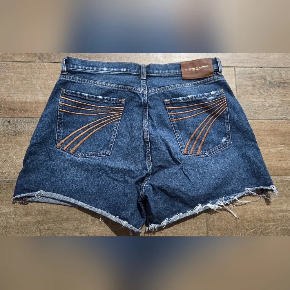 7 For All Mankind Dojo Monroe Blue Long Jean Baggy Shorts Size 30